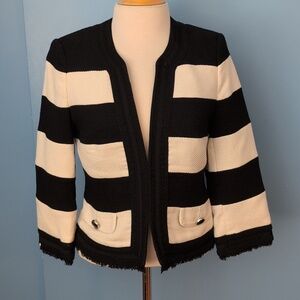 White House Black Market Black & White Striped Women's Jacket Size 8